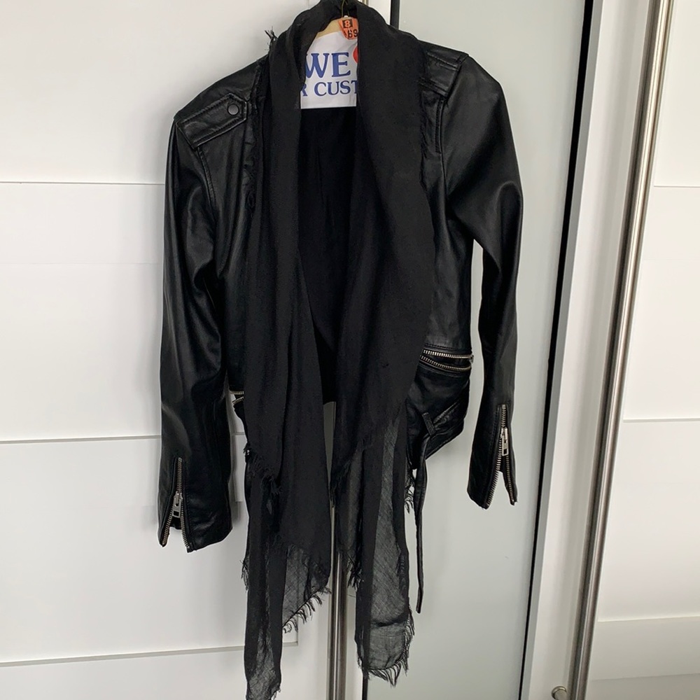 All saints leather jacket with worn scarf attached